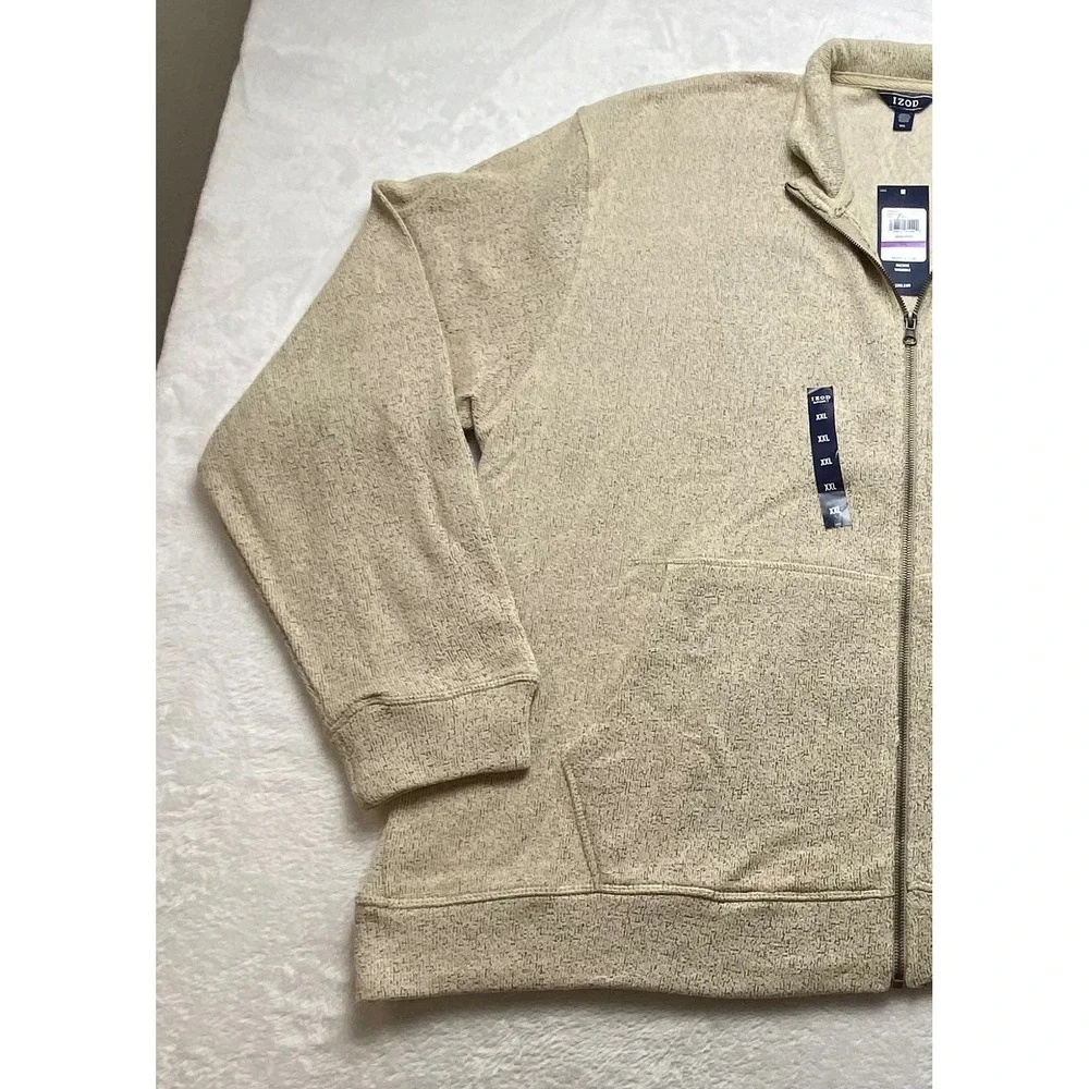IZOD Sport Mens‎ XXL Full Zip Sweater Rock Heather Mock Neck NWT